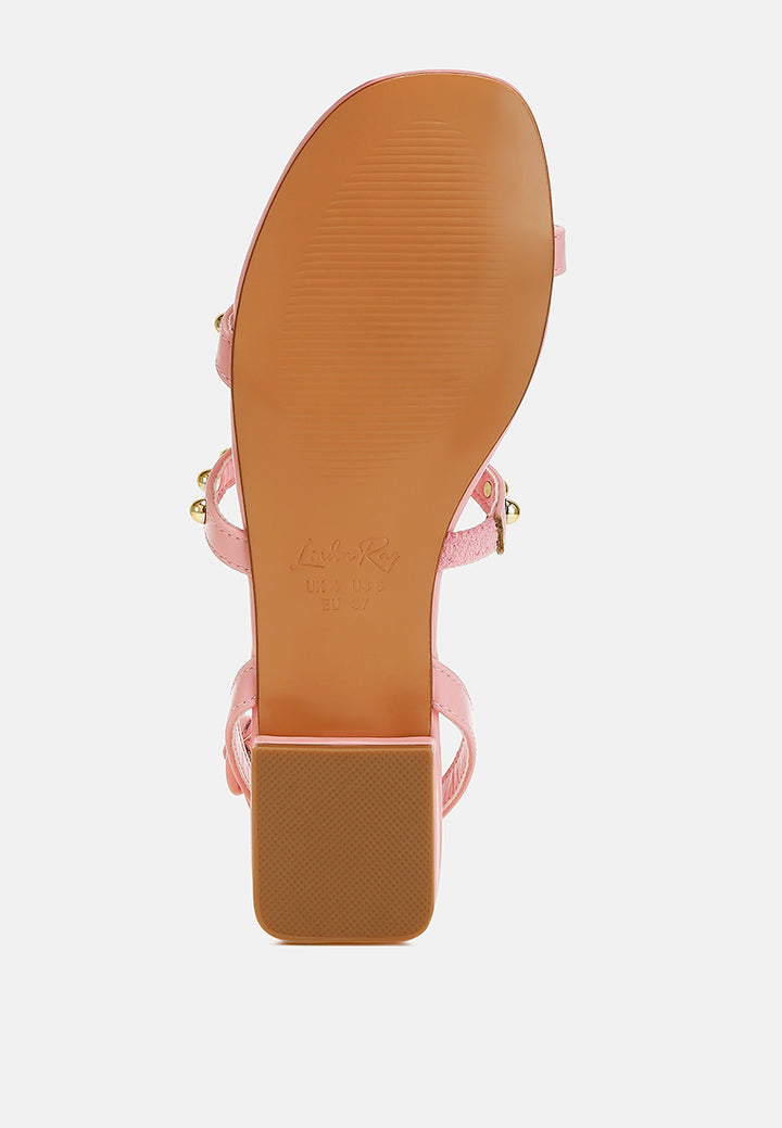 studded ankle strap flat sandals by ruw#color_pink