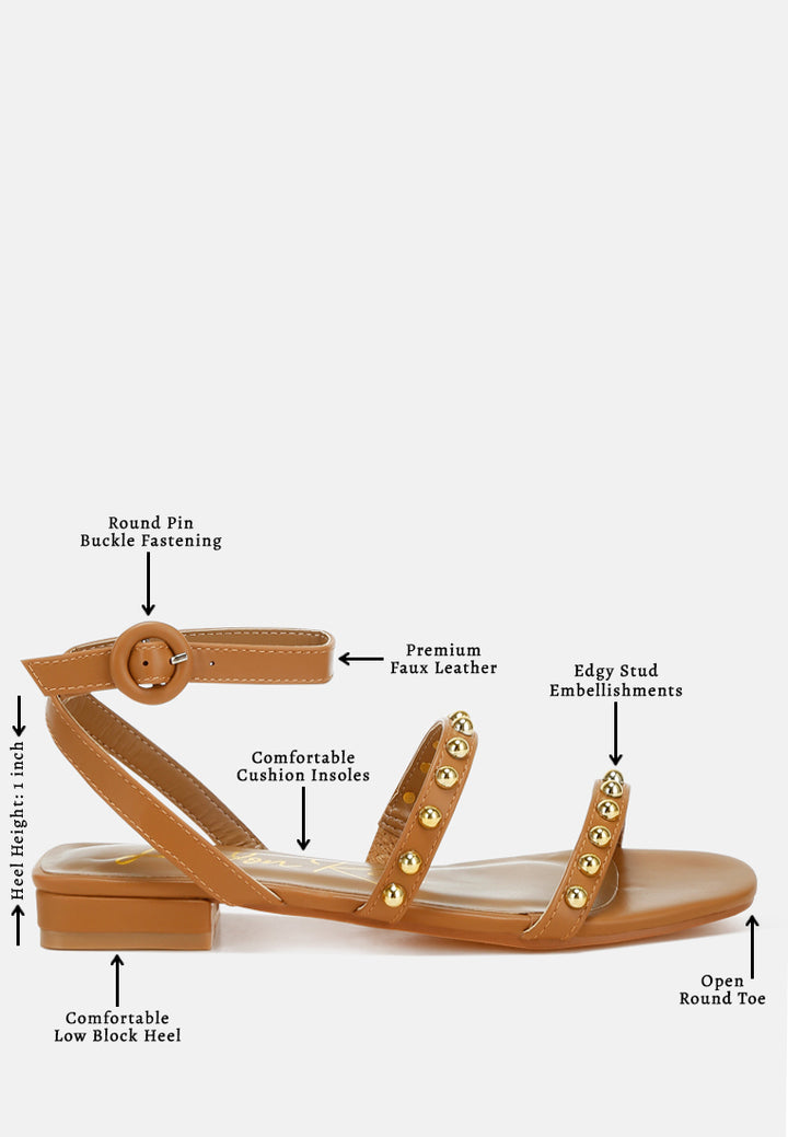 studded ankle strap flat sandals by ruw#color_tan