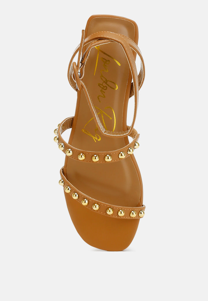 studded ankle strap flat sandals by ruw#color_tan