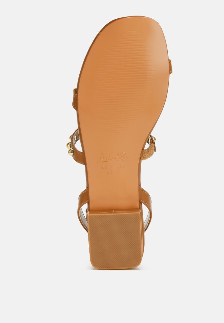 studded ankle strap flat sandals by ruw#color_tan