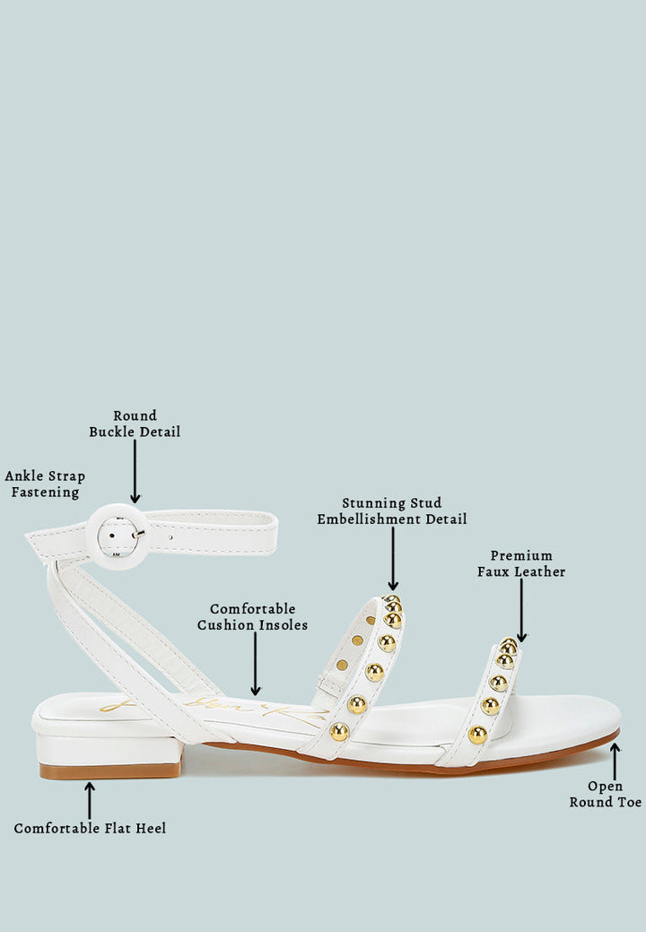 studded ankle strap flat sandals by ruw#color_off white