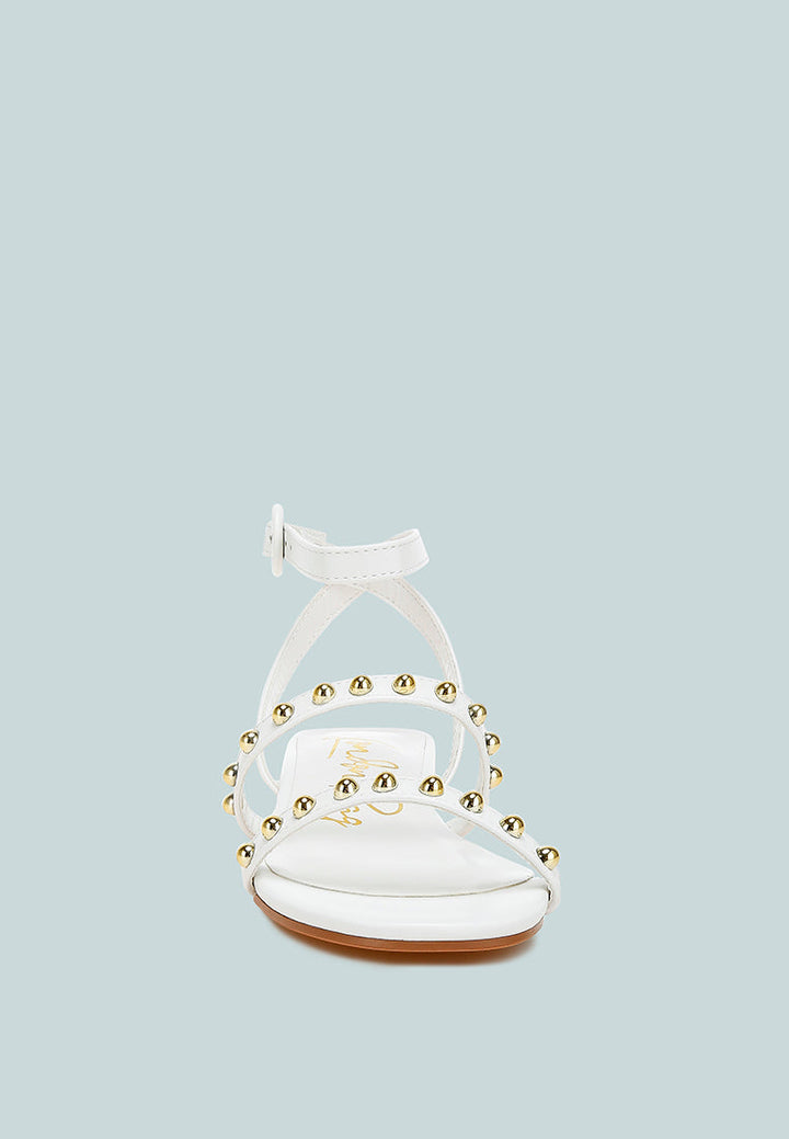 studded ankle strap flat sandals by ruw#color_off-white