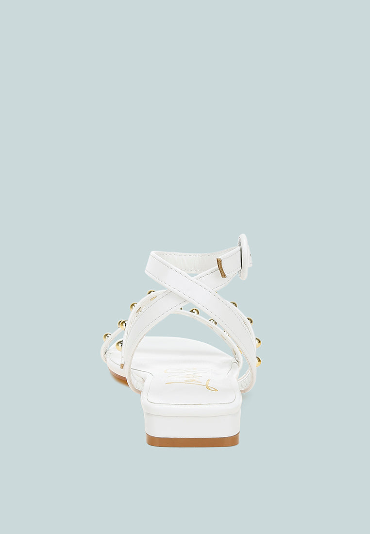 studded ankle strap flat sandals by ruw#color_off-white