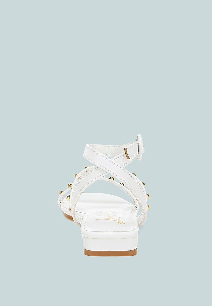 studded ankle strap flat sandals by ruw#color_off-white