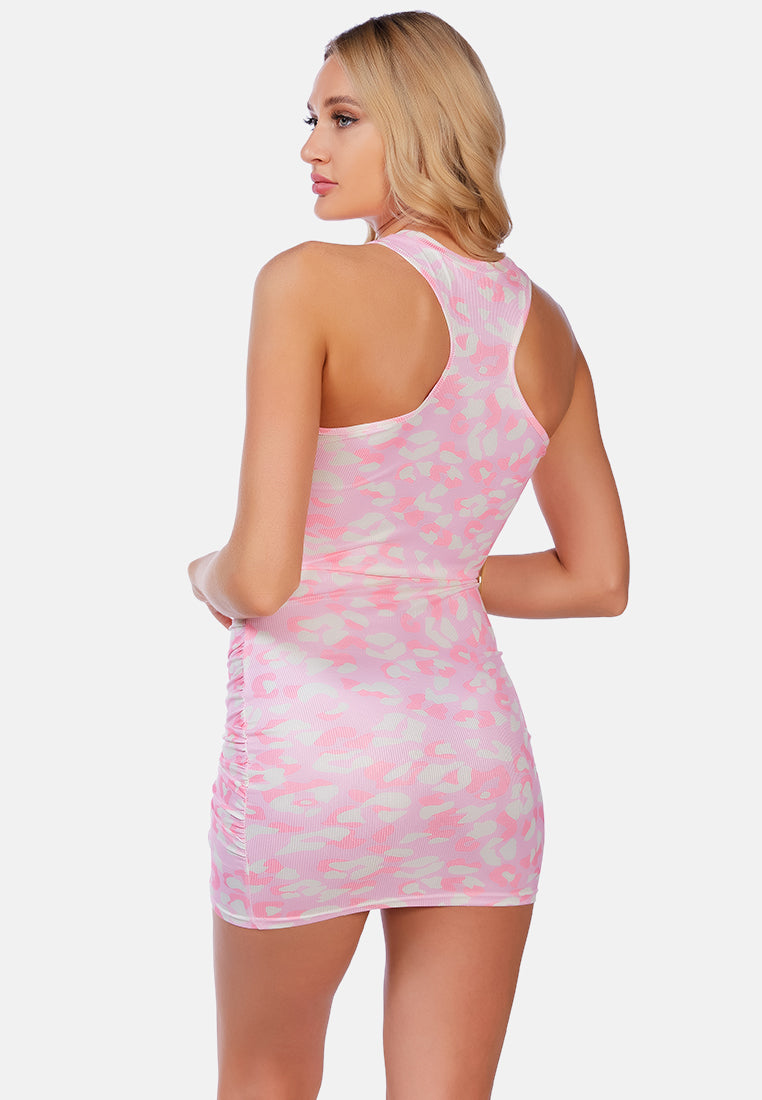 floral print ruched bodycon dress#color_dusty-pink