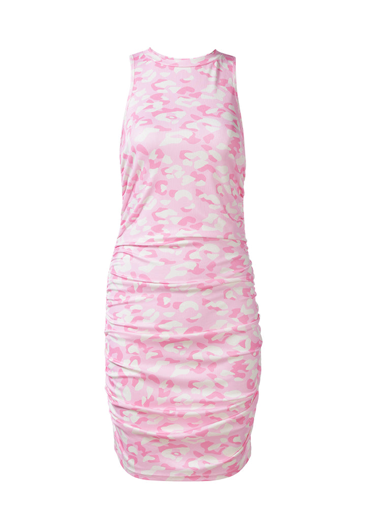 floral print ruched bodycon dress by ruw#color_dusty-pink