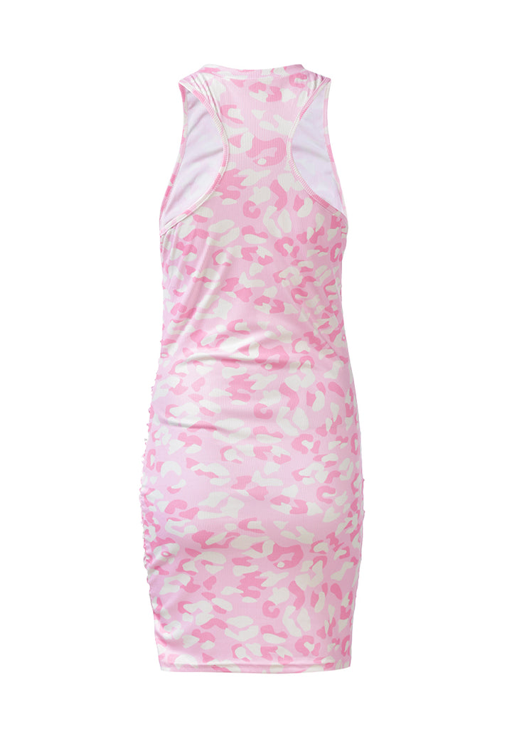 floral print ruched bodycon dress by ruw#color_dusty-pink
