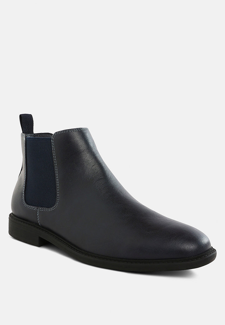 men's faux leather chelsea boots by ruw#color_navy