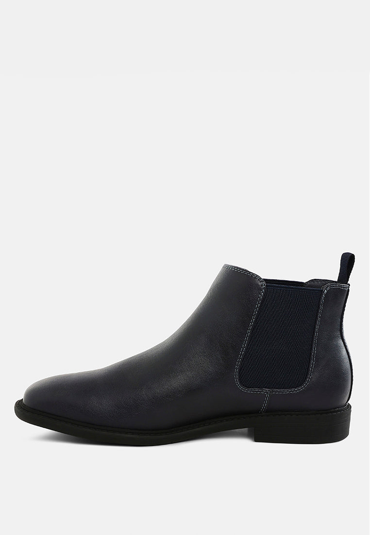 men's faux leather chelsea boots by ruw#color_navy