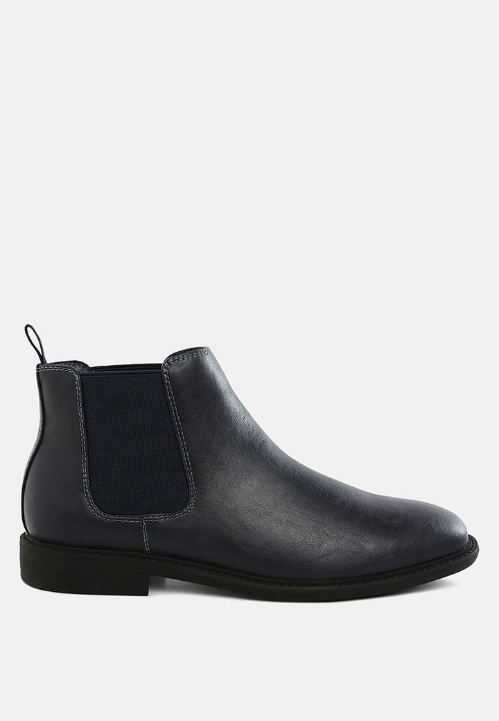 men's faux leather chelsea boots by ruw#color_navy