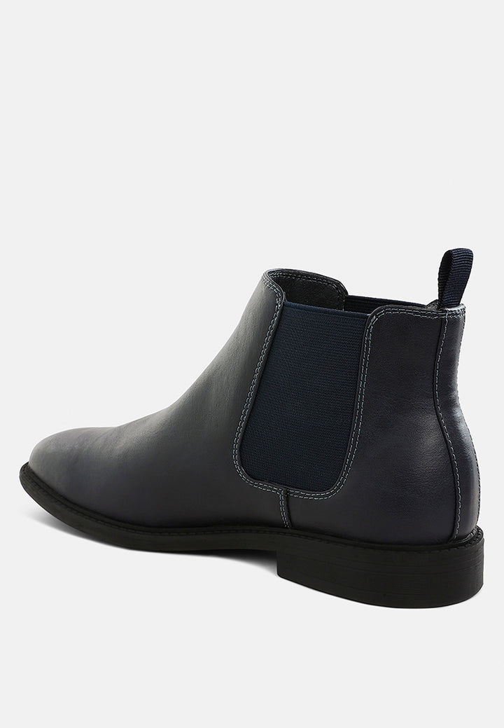 men's faux leather chelsea boots by ruw#color_navy