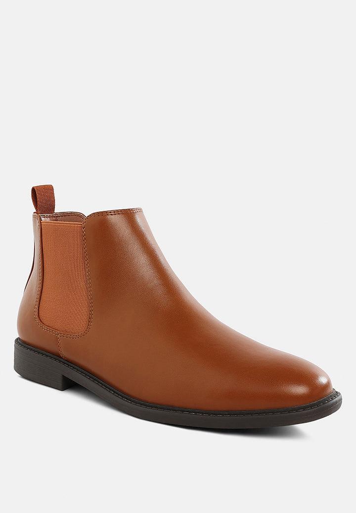 men's faux leather chelsea boots by ruw#color_tan