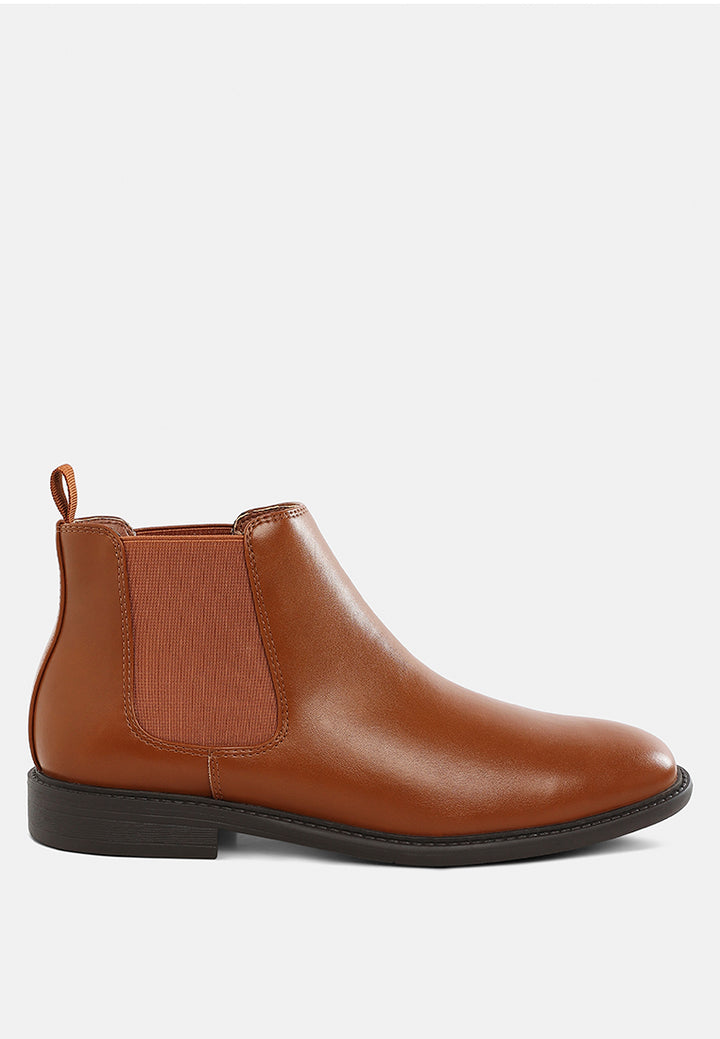 men's faux leather chelsea boots by ruw#color_tan