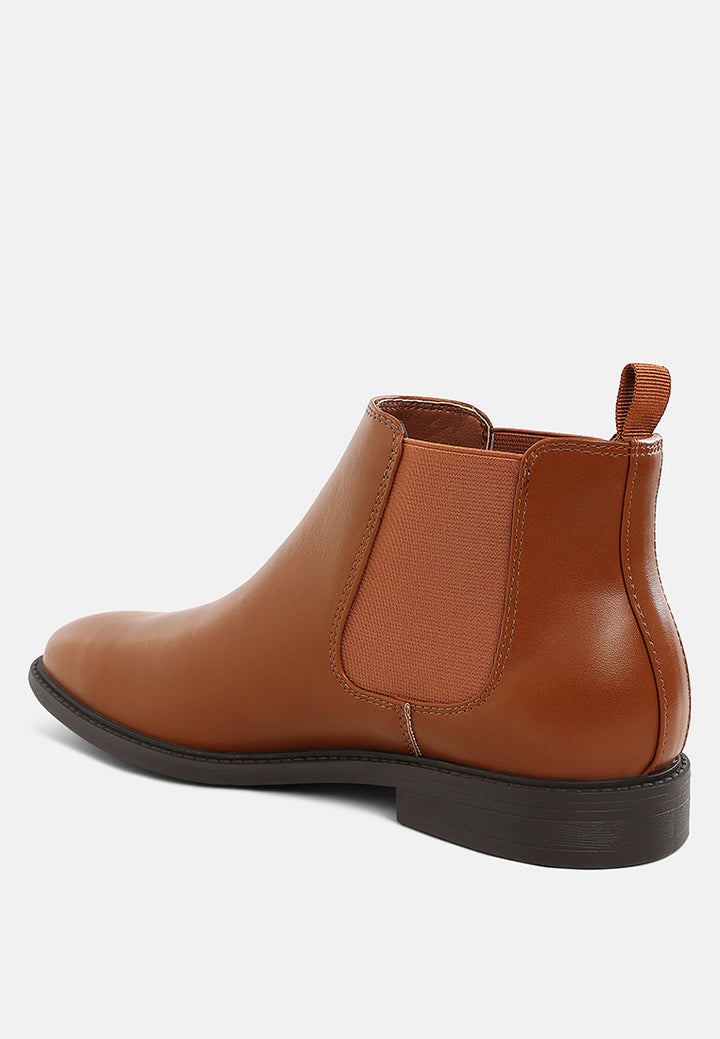 men's faux leather chelsea boots by ruw#color_tan