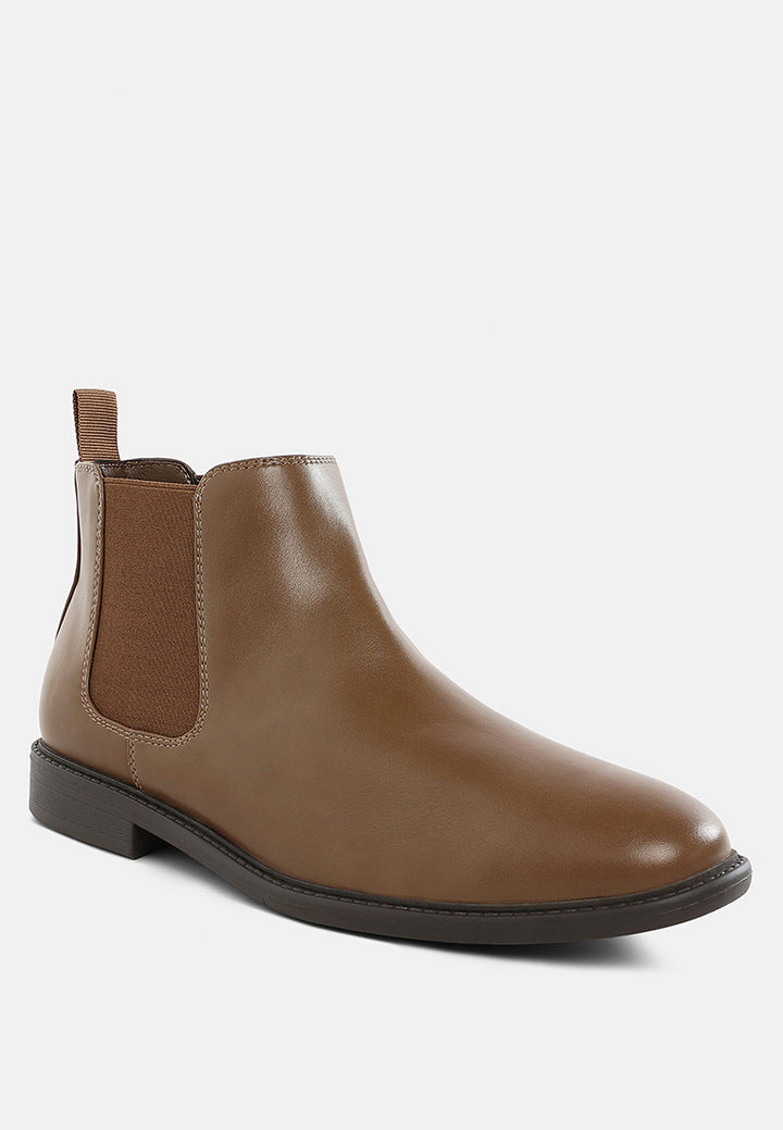 men's faux leather chelsea boots by ruw#color_taupe