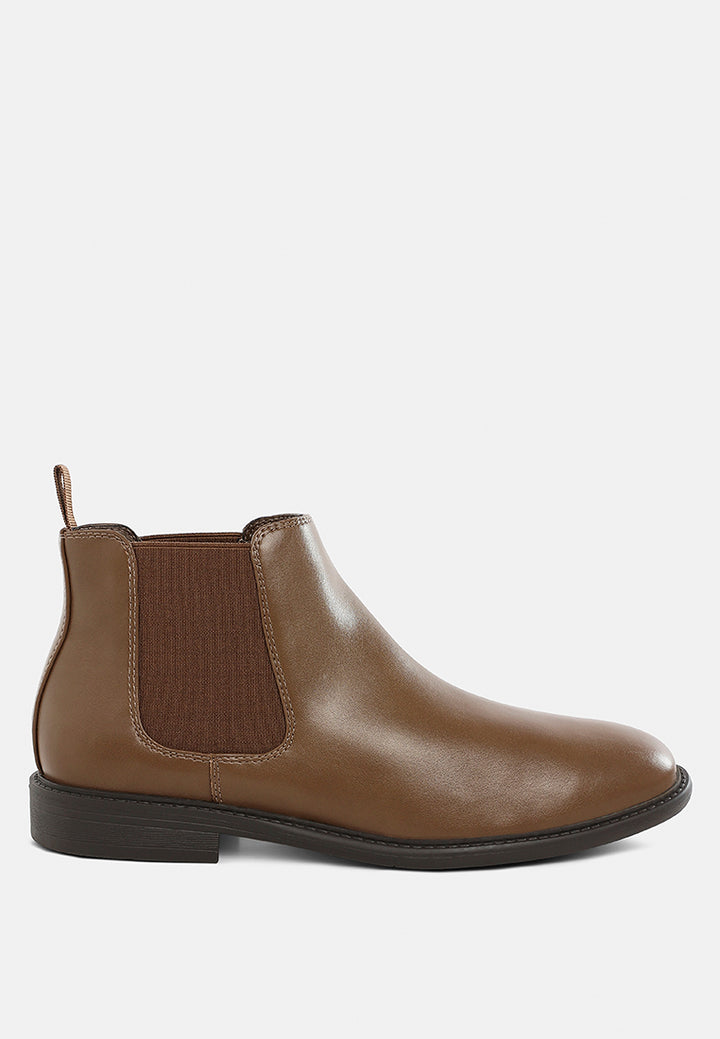 men's faux leather chelsea boots by ruw#color_taupe