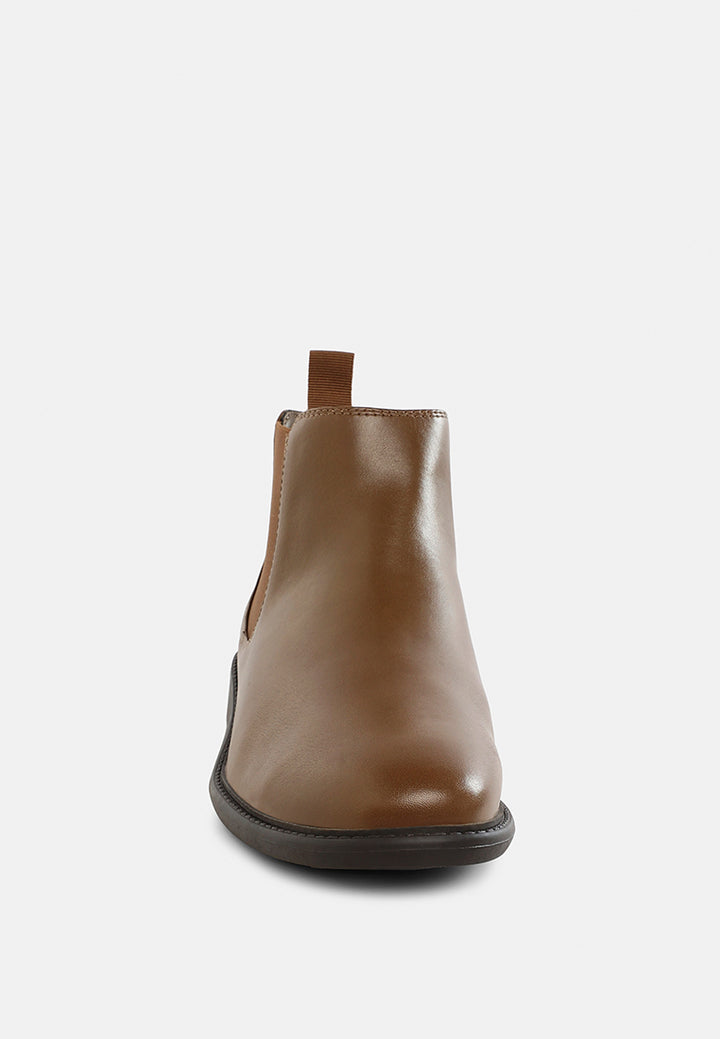 men's faux leather chelsea boots by ruw#color_taupe