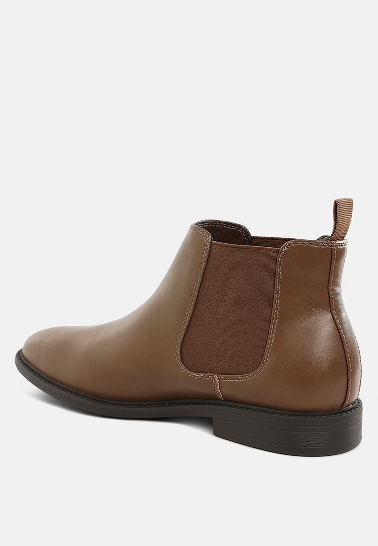 men's faux leather chelsea boots by ruw#color_taupe