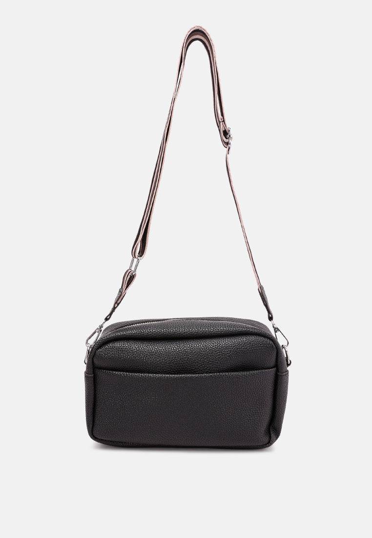 front pocket shoulder bag by ruw#color-black