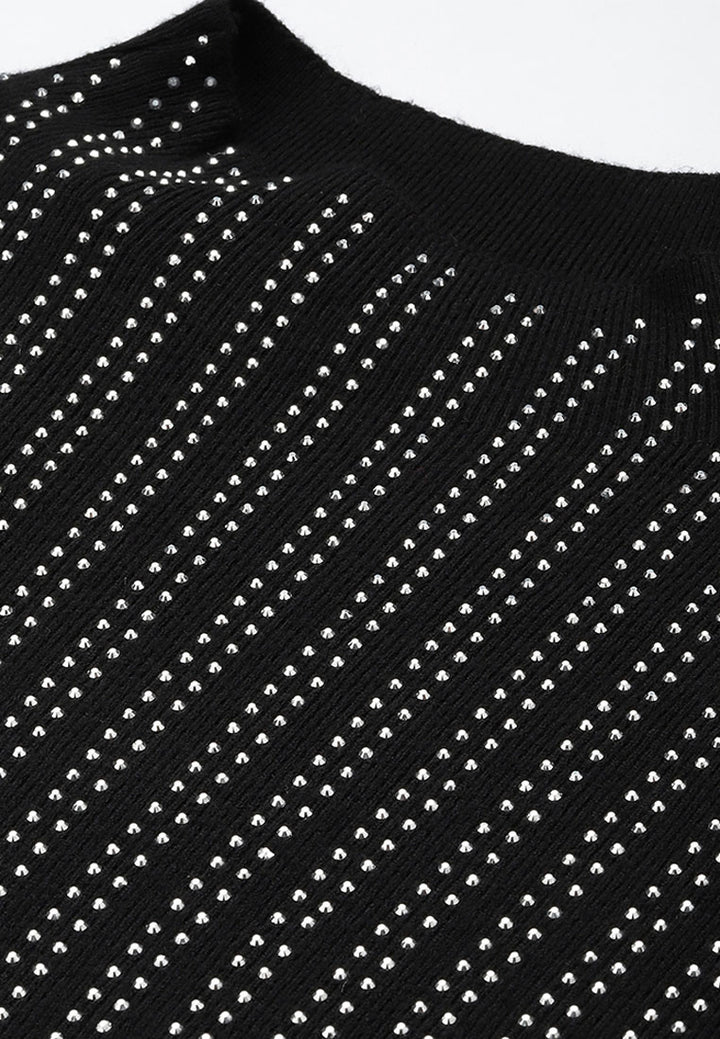 full sleeves sequin high neck top by ruw#color_black