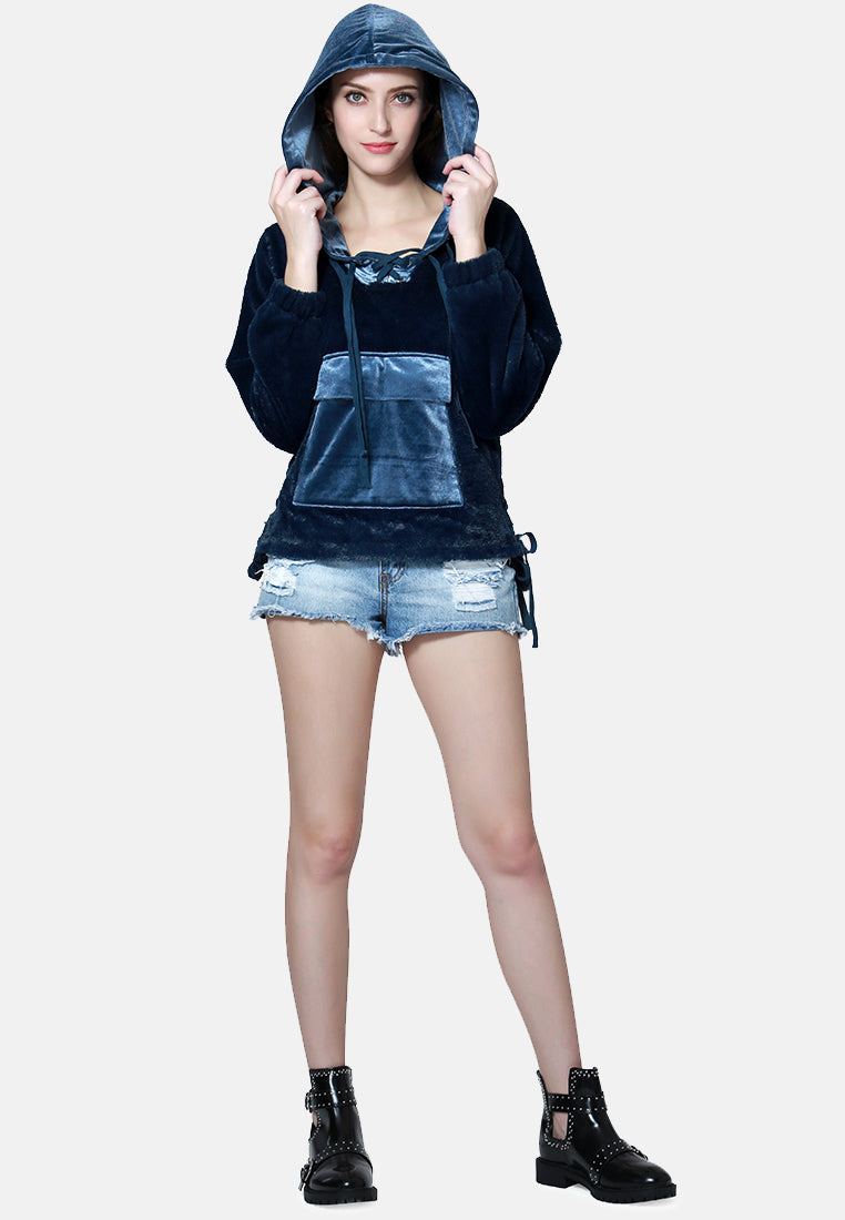 fur hoodie with kangaroo pockets#color_blue
