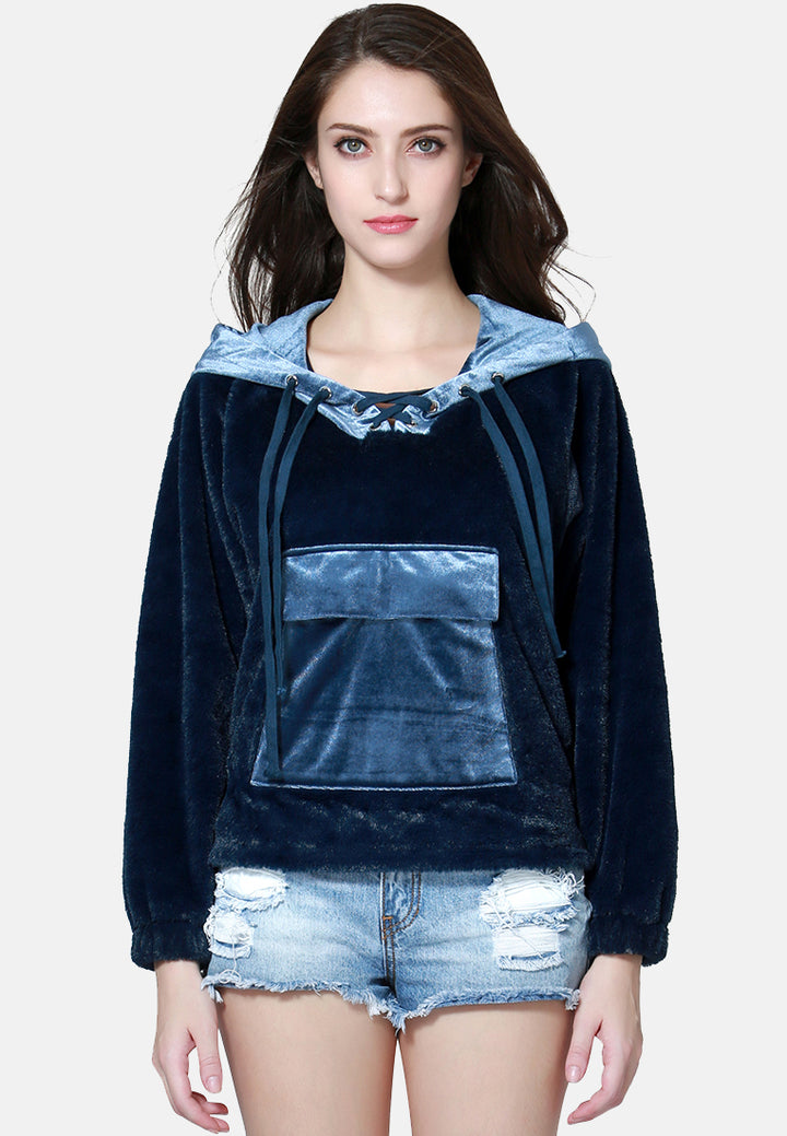 fur hoodie with kangaroo pockets#color_blue