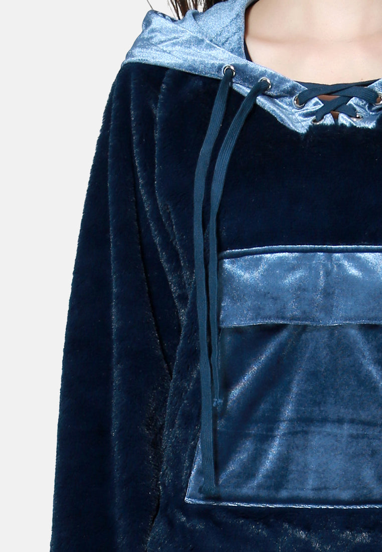 fur hoodie with kangaroo pockets#color_blue