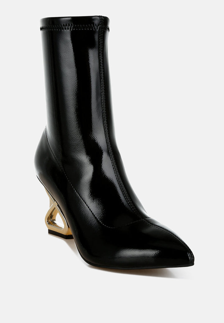 fantasy heel patent faux leather boots by ruw#color_black