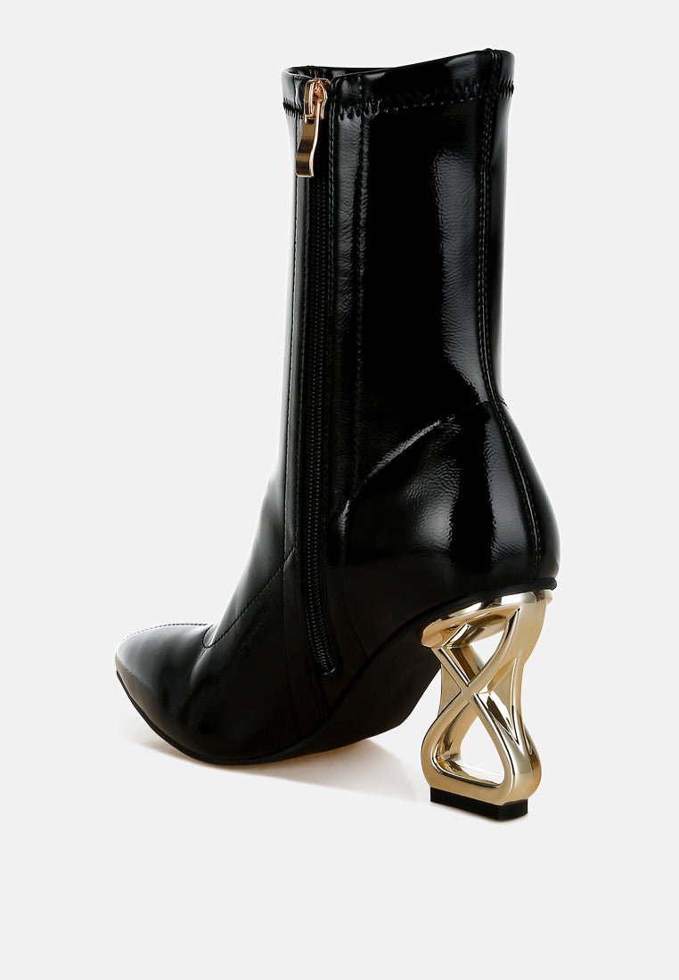 fantasy heel patent faux leather boots by ruw#color_black