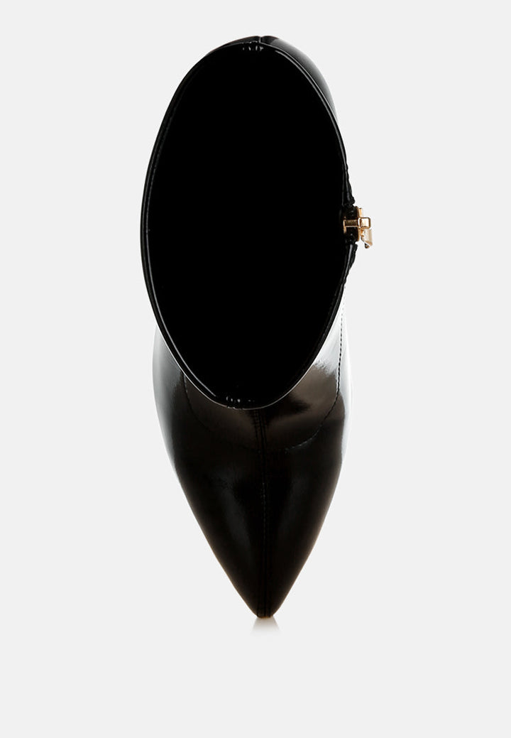 fantasy heel patent faux leather boots by ruw#color_black
