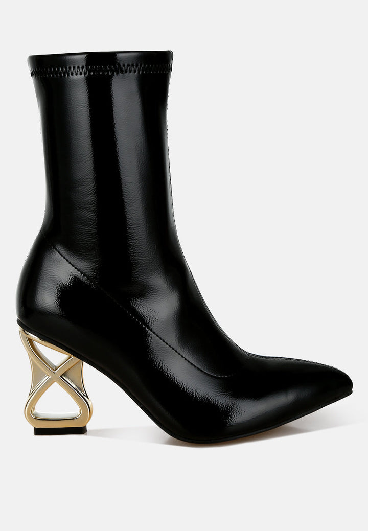 fantasy heel patent faux leather boots by ruw#color_black