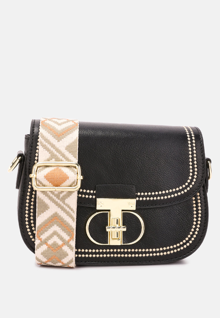 geometric strap shoulder bag by ruw#color-black