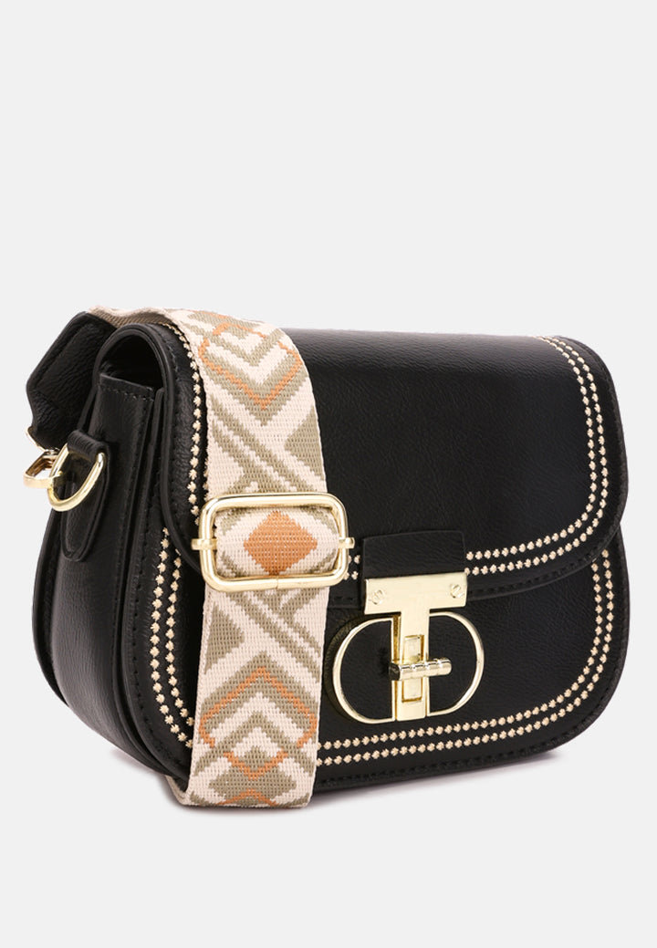 geometric strap shoulder bag by ruw#color-black