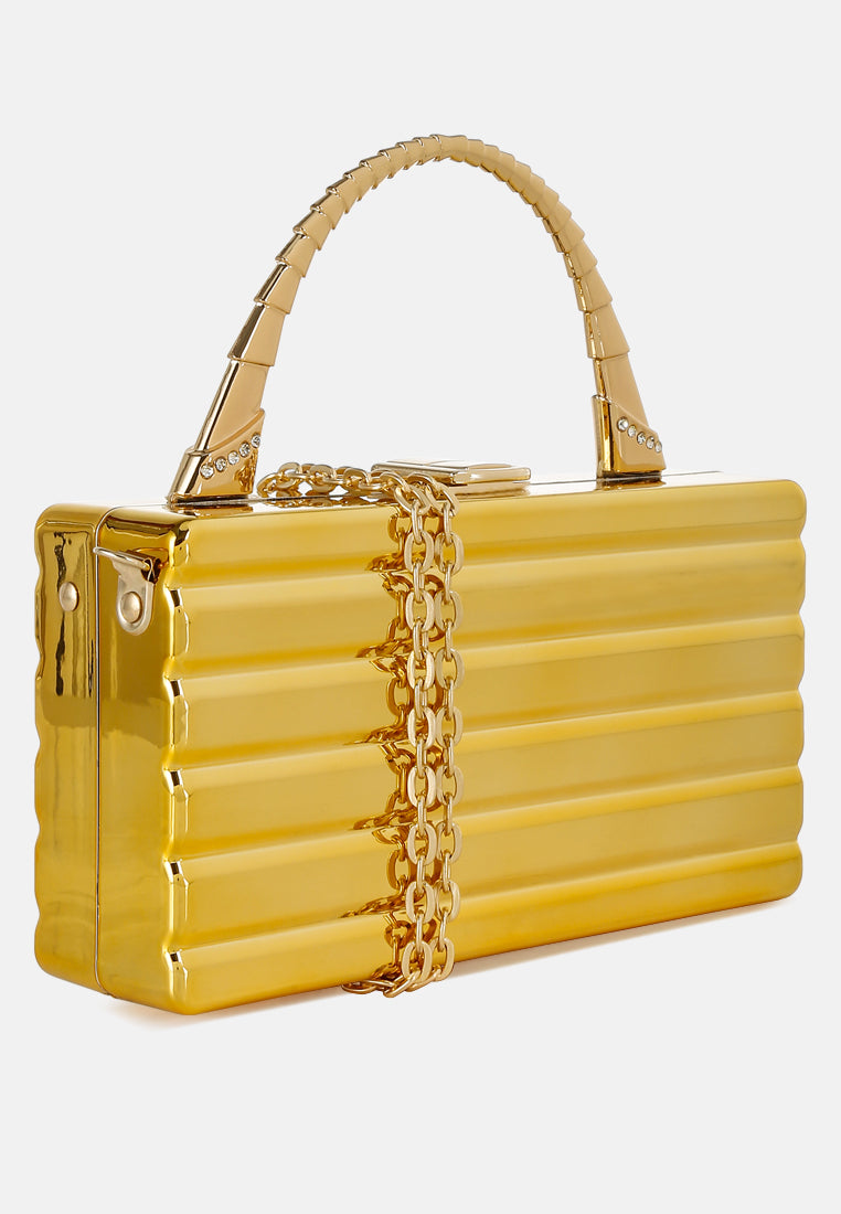 gold metallic mini box bag by ruw#color_gold