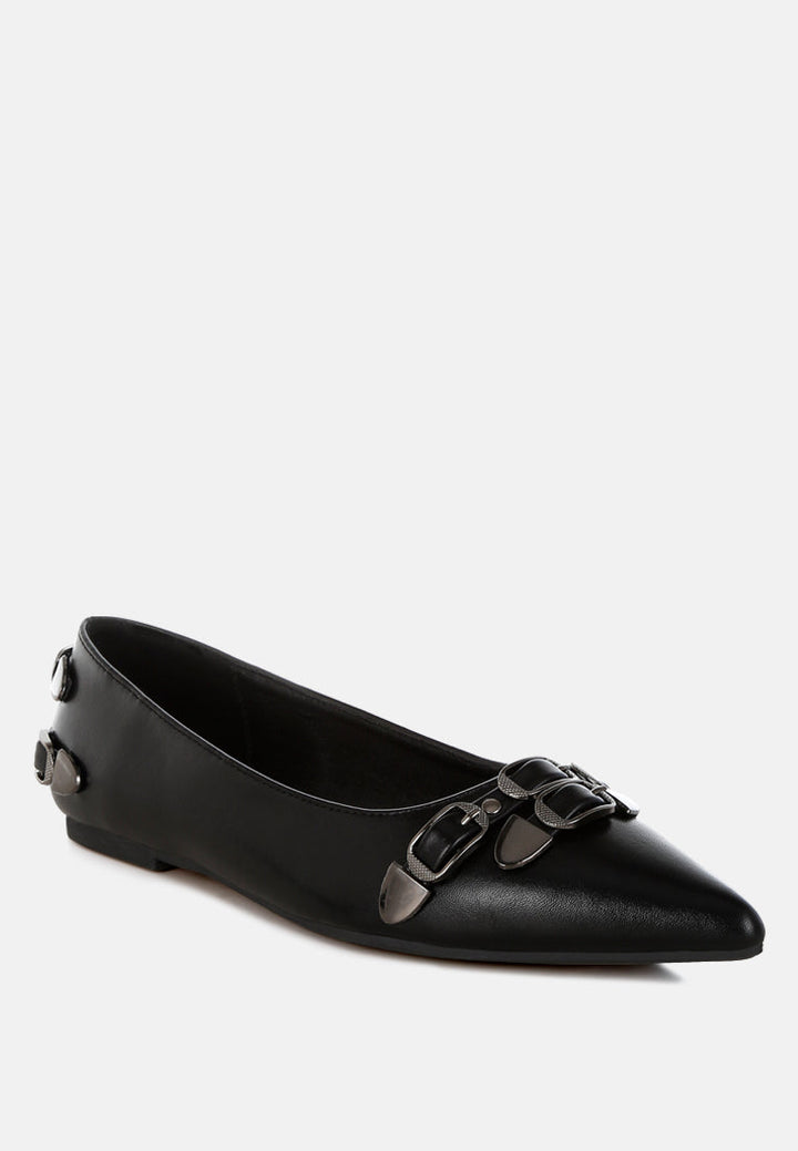 belt buckle detail ballerinas by ruw#color_black