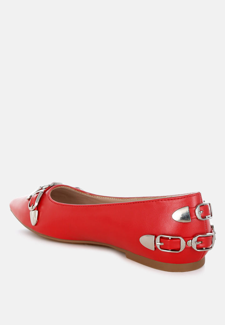 belt buckle detail ballerinas by ruw#color_red