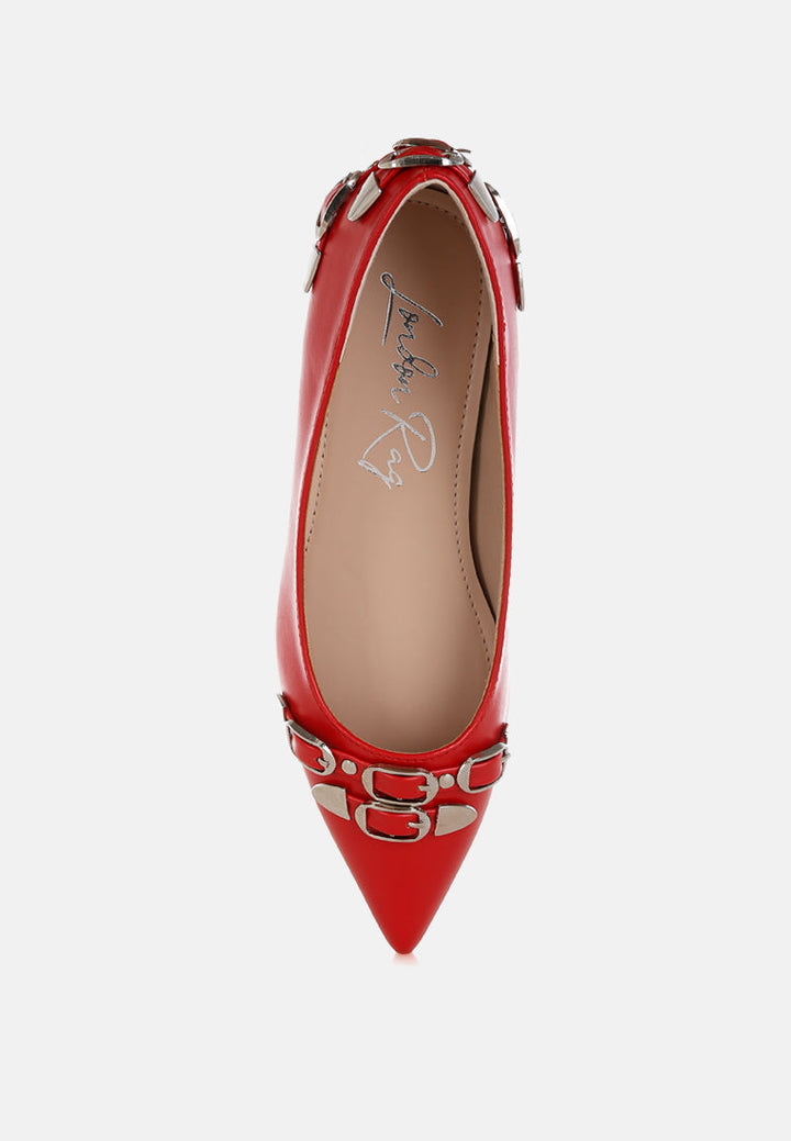 belt buckle detail ballerinas by ruw#color_red
