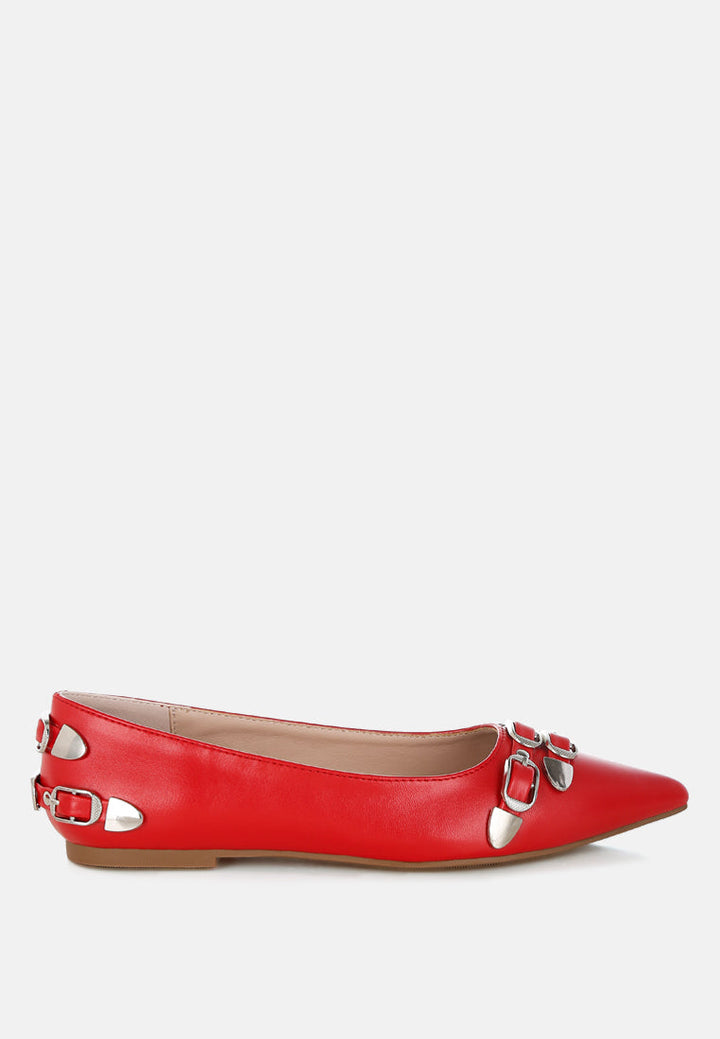 belt buckle detail ballerinas by ruw#color_red