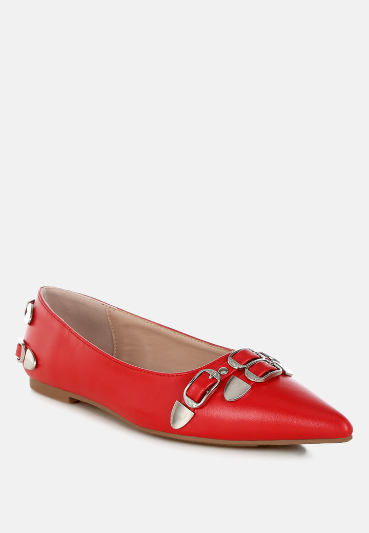 belt buckle detail ballerinas by ruw#color_red
