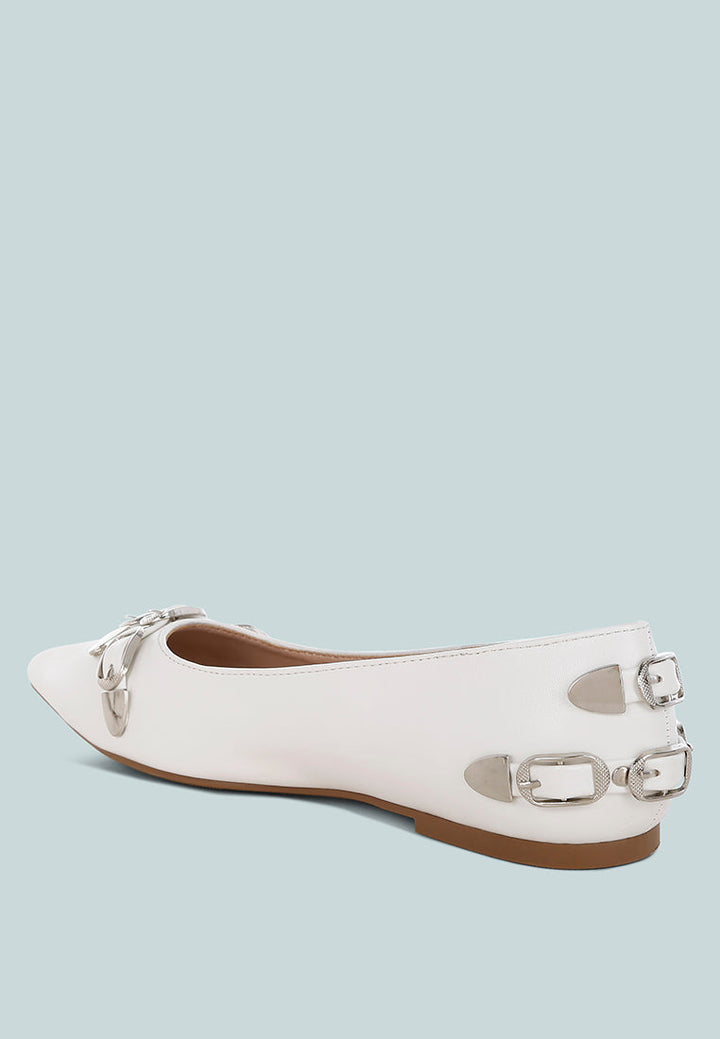 belt buckle detail ballerinas by ruw#color_white