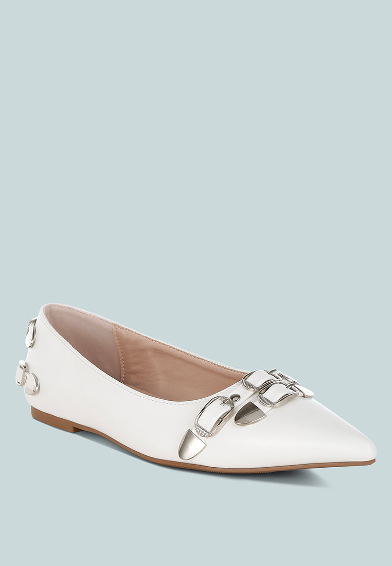 belt buckle detail ballerinas by ruw#color_white