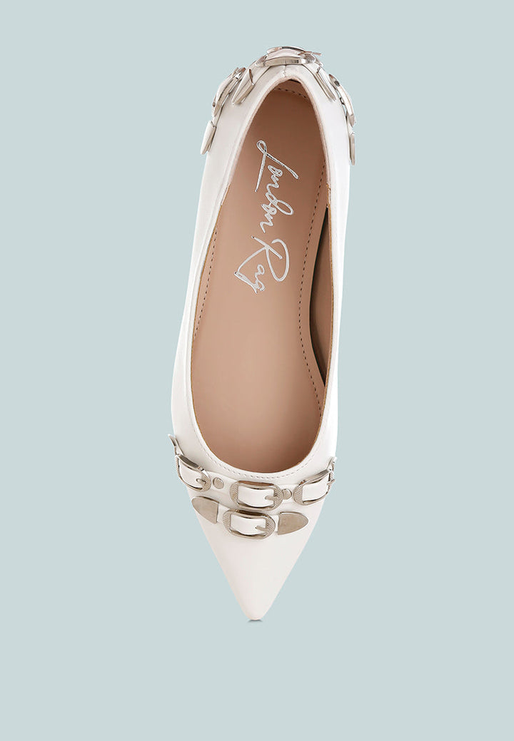 belt buckle detail ballerinas by ruw#color_white