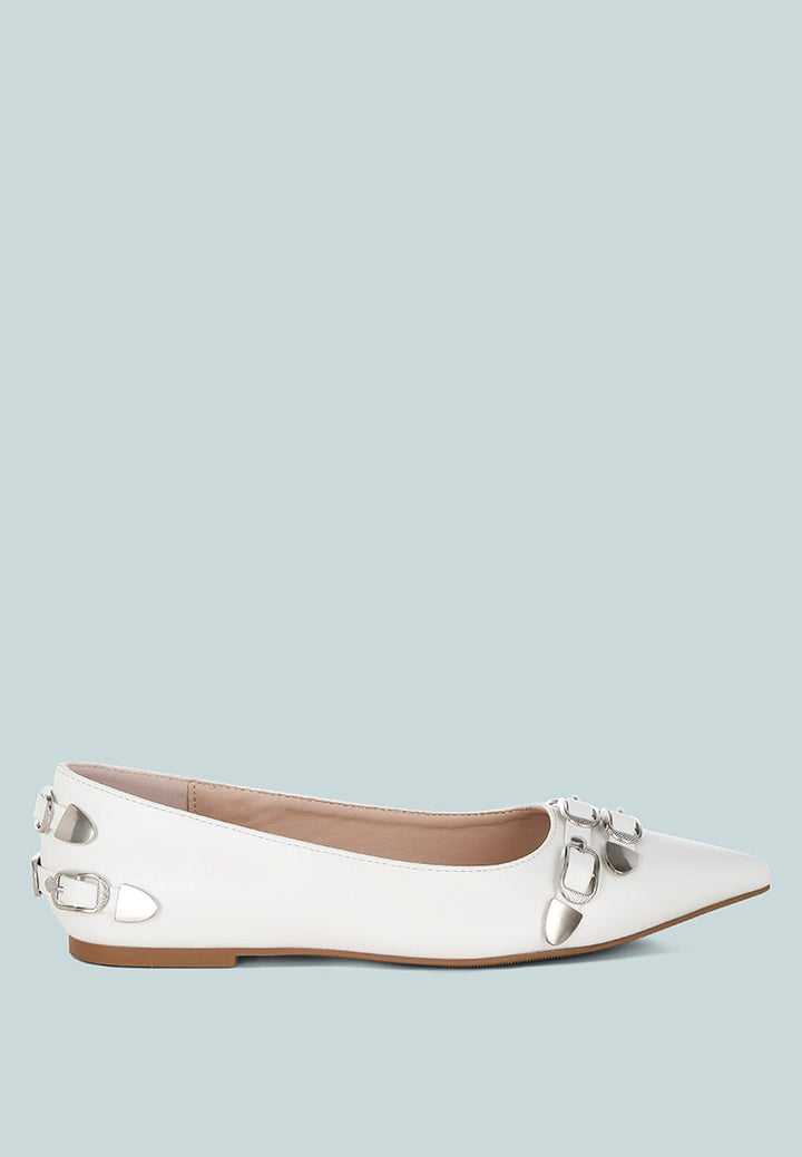 belt buckle detail ballerinas by ruw#color_white