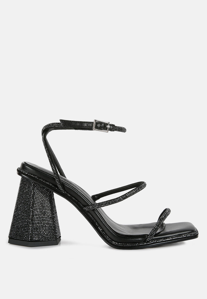 Graff Rhinestone Embellished Hexagon Block Heel Sandal#color_black