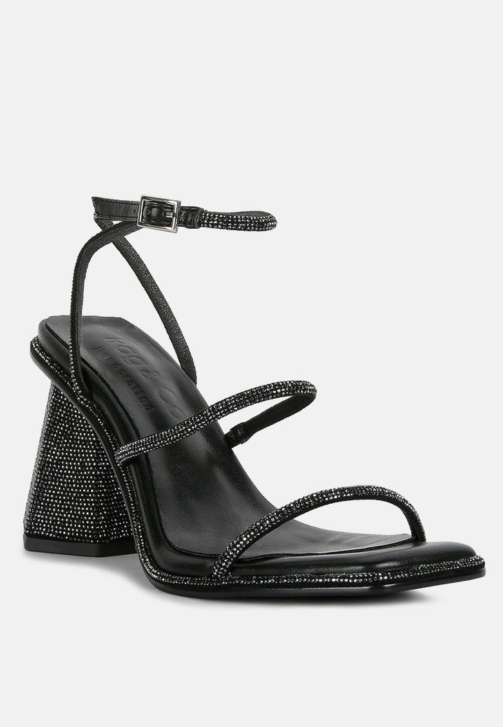 Graff Rhinestone Embellished Hexagon Block Heel Sandal#color_black