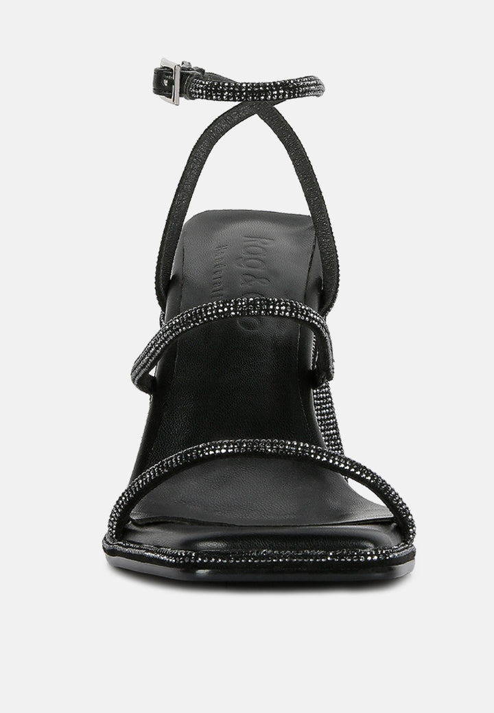 Graff Rhinestone Embellished Hexagon Block Heel Sandal#color_black