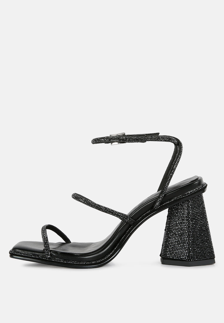Graff Rhinestone Embellished Hexagon Block Heel Sandal#color_black