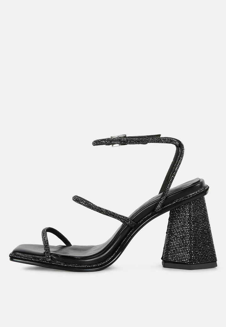 Graff Rhinestone Embellished Hexagon Block Heel Sandal#color_black