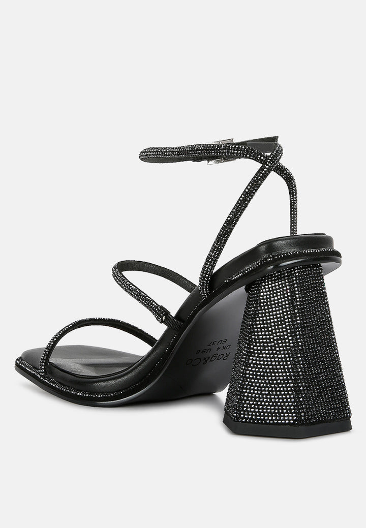 Graff Rhinestone Embellished Hexagon Block Heel Sandal#color_black