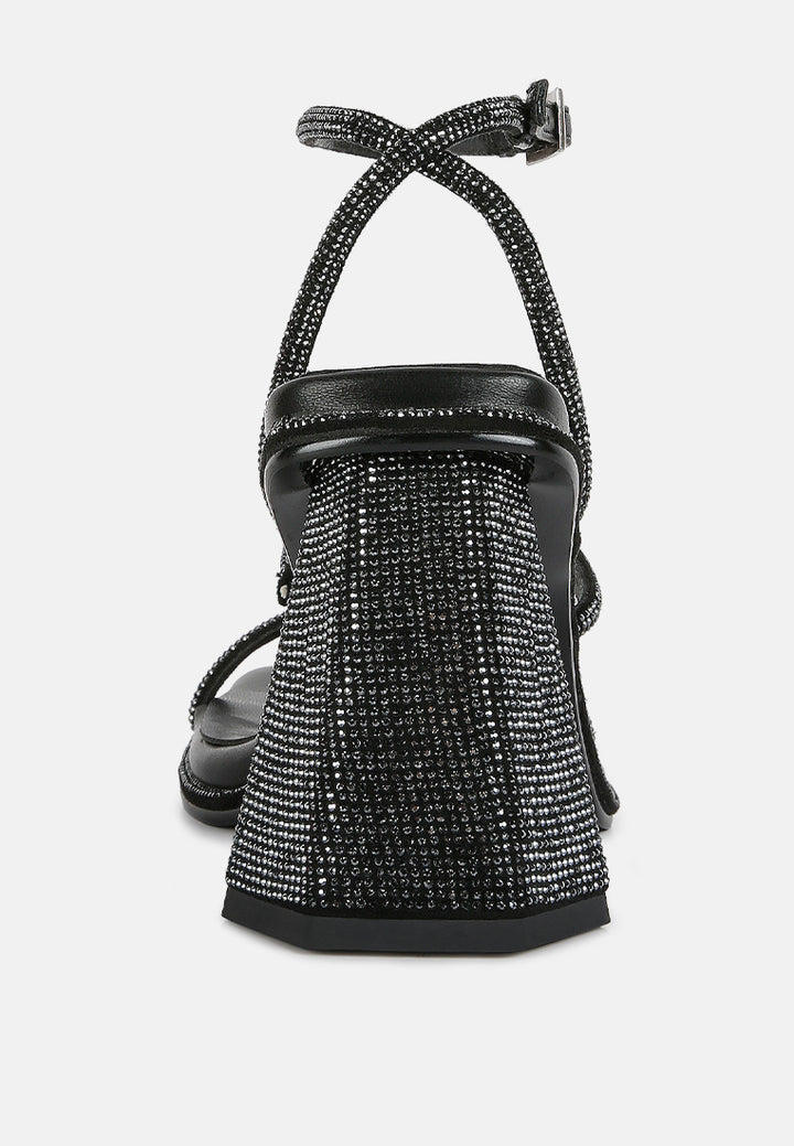 Graff Rhinestone Embellished Hexagon Block Heel Sandal#color_black